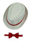 Kids' Hat and Bow Tie Set Light Blue Hat Red Fabric Bow Tie Bonjour Bebe 0001