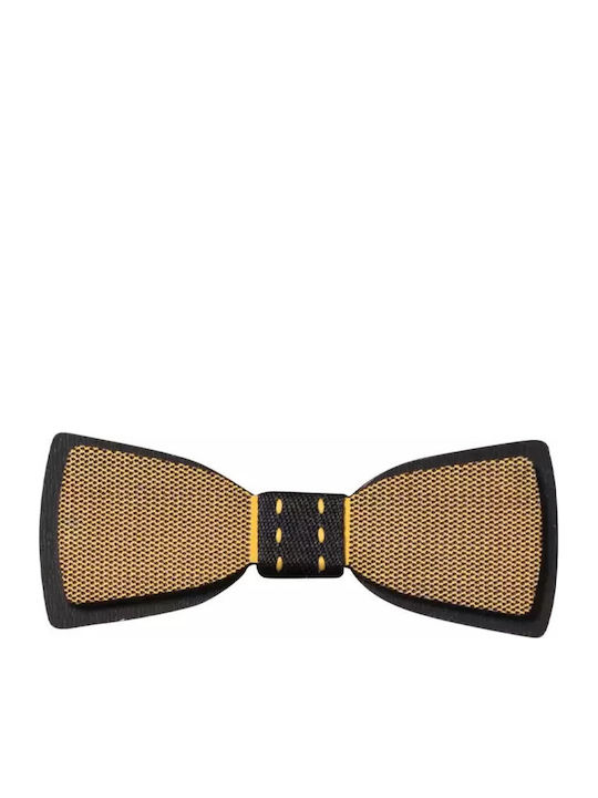 Kids' Wooden Bow Tie For Boys Fine Mesh Yellow