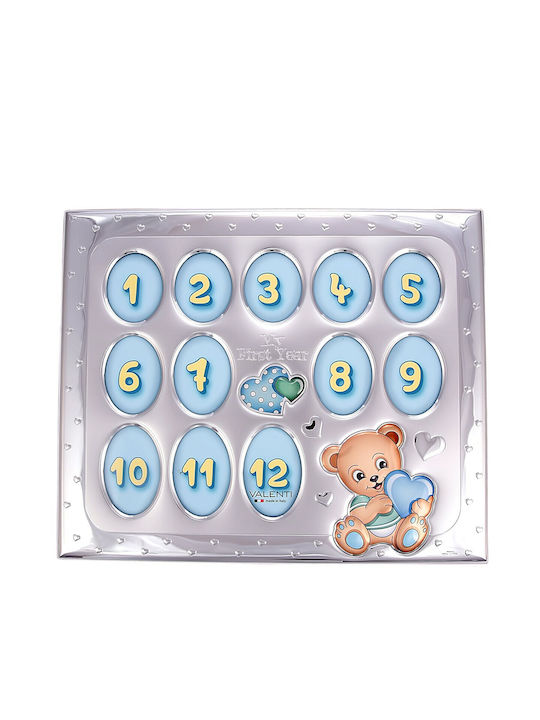Kids' Photo Frame "First Year" Boy Silver Film 925 Dimensions of the Photo Frame 25 Cm X 30 Cm Valenti Vl-71506-6lc