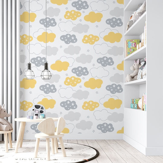 Wallpapere pentru copii Anamorfă Tapet cu nori și stele