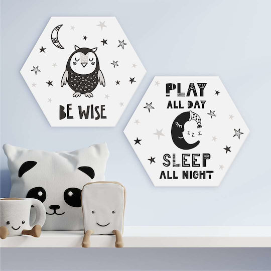 Εξάγωνοι Πίνακες Σετ 2 Τεμαχίων Be Wise Play All Day 55x47cm