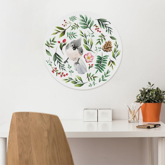 Кръгло Детско Табло PVC Птици Цветя 30x30см