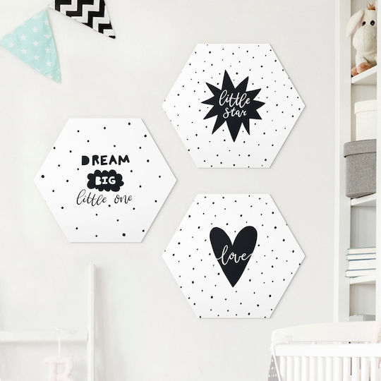 Set de 3 Panouri Hexagonale Dream Big 25x22cm