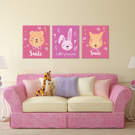 Трикратен Платнен Панел Smile Little Princess 40x33см 3 Детски табла