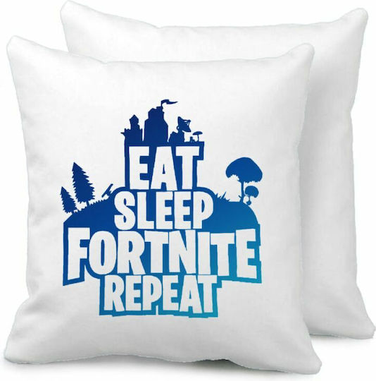 Eat Sleep Fortnite Repeat Възглавница За Канапе 40x40см Включено Пълнеж