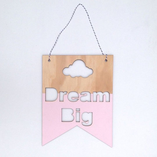 Дървена Детска Декоративна Плакета Dream Big