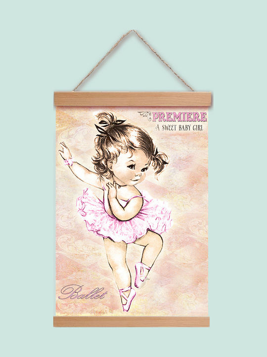 Kinderwanddekoration Ballerina Banner Stoff Holzklötze 30x40 cm