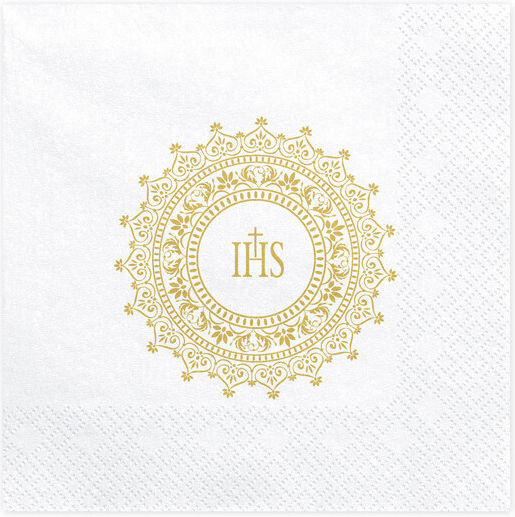 Kommunion-Servietten Ihs 33x33cm Gold 1 Pack 20 Stück