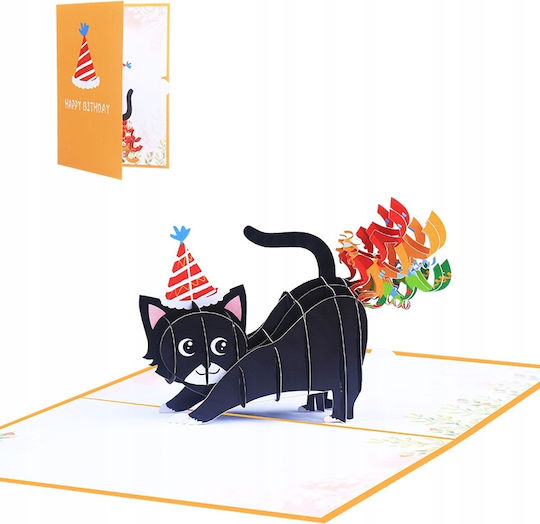 3d Birthday Card Cat Confetti Colorful Unique Fun Birthday