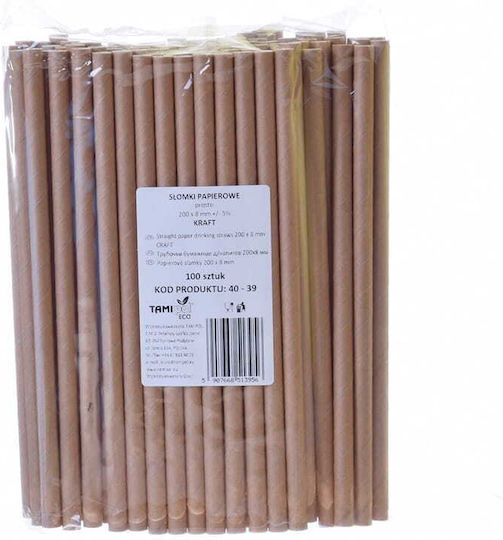 Dicke Natürliche Kraftpapier-Strohhalme 200x8mm 100 Stück