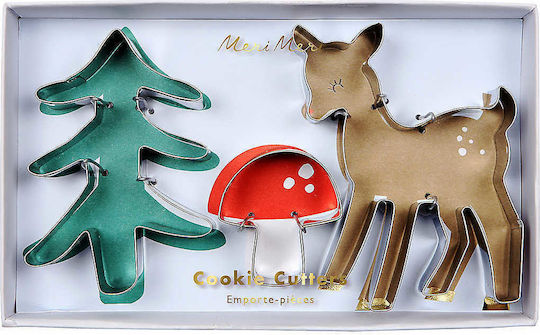Christmas Cookie Cutter Biscuits Reindeer Tree Mushroom Meri Meri 3 Pieces