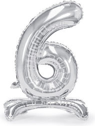 Standing Foil Balloon Number 6 70cm Silver