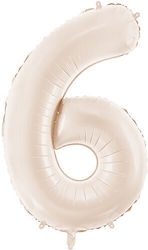 Foil Balloon Number "6" 86cm Light Beige Foil Balloon Number "6" 86cm Light Beige