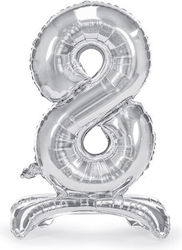 Standing Foil Balloon Number 8 70cm Silver