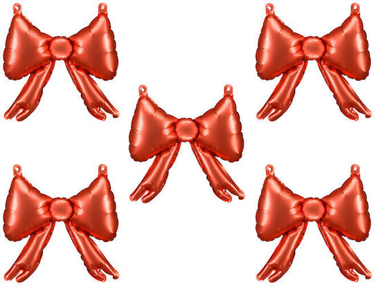 Foil Balloons Garland Bows 25.5 X 25 Cm Red 1 Pack 5 Pcs
