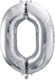 Foil Luftballon Nummer 0 Silber 86 Cm