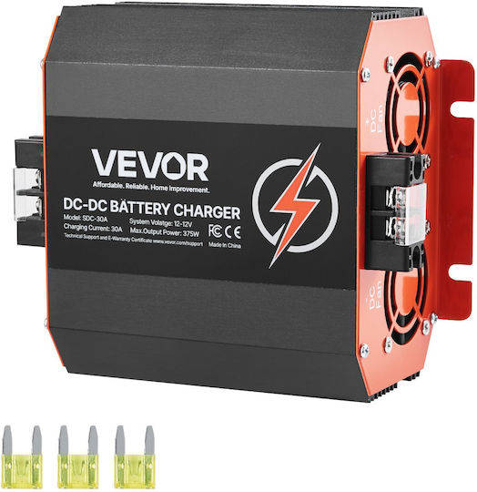Vevor Battery Charger 12V 30A DC DC 375W On-board Lead-acid Lithium AGM Gel Flooded Smart Charging Multi-stage RV Professional Vehicles Boats Yachts