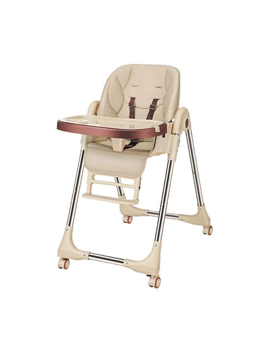 Dream House Foldable Baby Highchair with Adjustable Height Gold