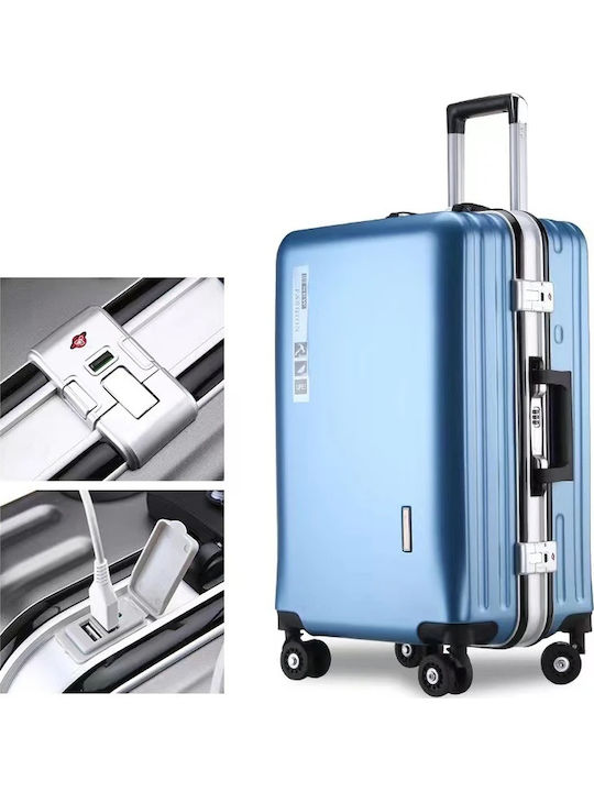 Kourk Medium Hard Blue Suitcase With 4 Wheels Height 69cm
