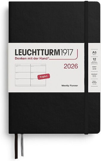 Weekly Planner 2026 A5 Hardcover Black Leuchtturm 4004117665998