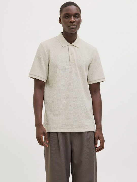 Jack & Jones Polo Μπλούζα Κοντομάνικη Εκρου