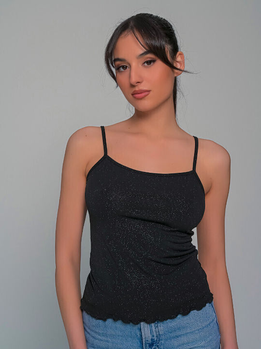 Γυναικείο Crop Top με Τιράντες Μαύρο