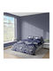 Detexpol Set Duvet Cover 160x200cm Single with 2 Pillowcases Blue Flowers