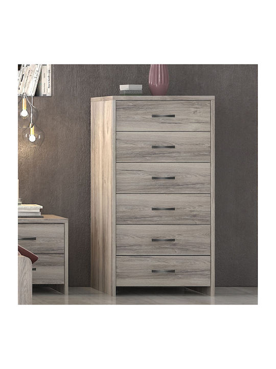 Comodă Dormitor Depozitare No 4 6 Sertare Cenușă 55x43x112cm