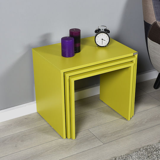 Coffee Tables Set 3 Pieces Melamine Color Green 55x47x40