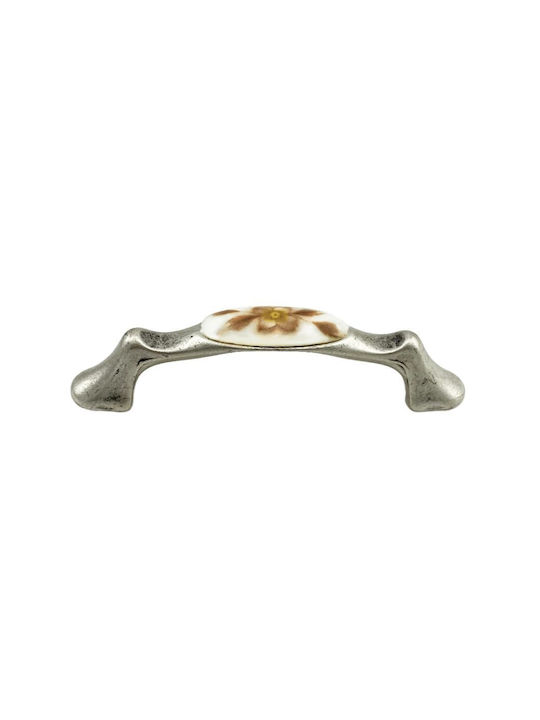 Möbelgriffe Gem Mz 1265 96mm Antik Silber Braun Blume