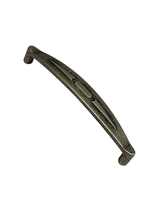 Italian Furniture Handle Eureka 9412-128-arg1 Aged Silver Size 12.8cm