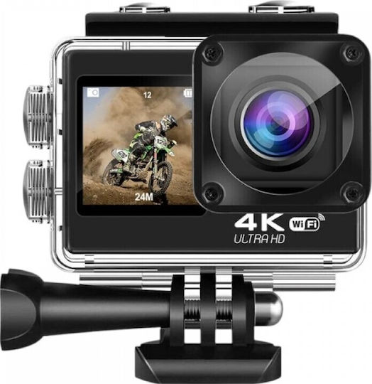 V8R Action Camera 4K Ultra HD Υποβρύχια (με Θήκη) με Οθόνη Αφής 2" και Wi-Fi Μαύρη