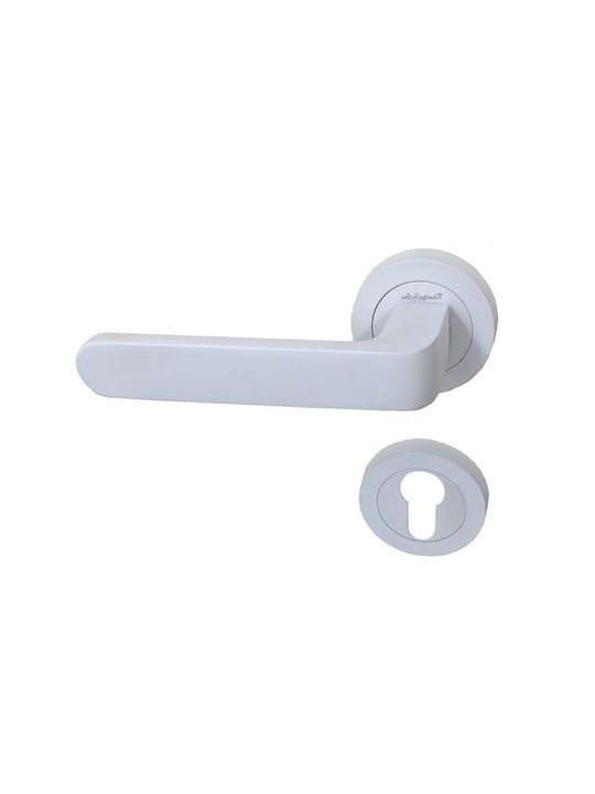 Front Door Lever Rosette Fixed Left Matte White A-6839c Mw