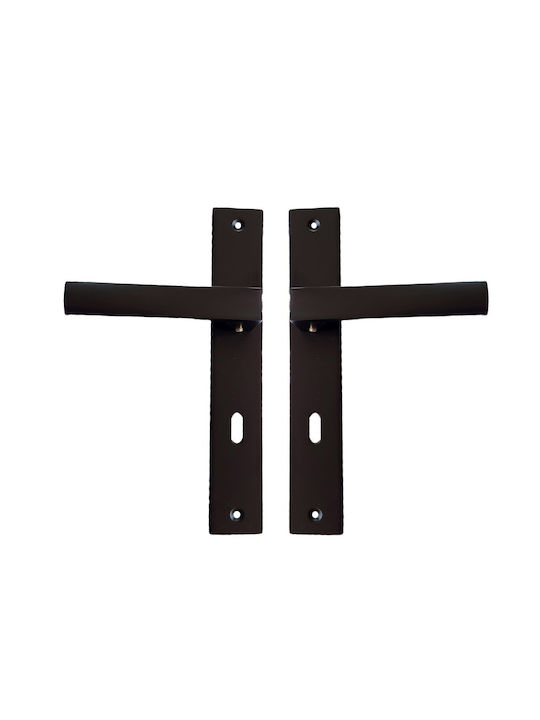 Oramis 18-006 Door Lever Black Middle Door Plate Pair Distance Between Lock Centers 90mm