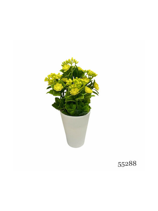 Plantă Artificială Ibergarden Dimensiuni 11x11x22cm Ghiveci Alb Flori Galbene