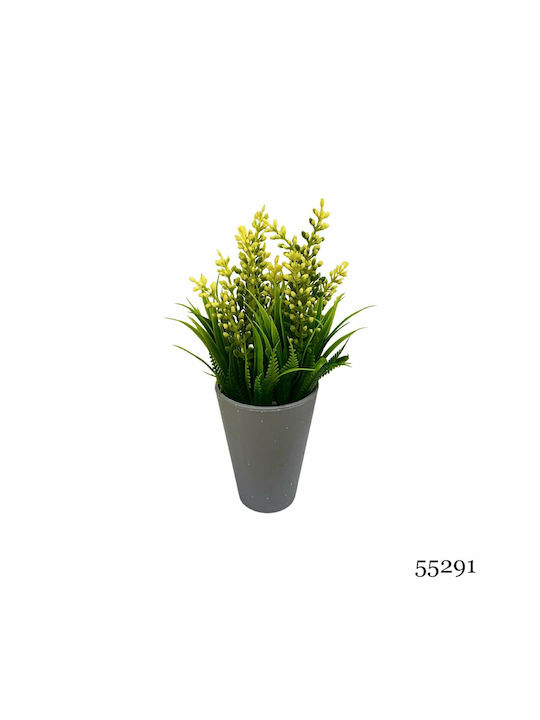 Plantă Artificială Ibergarden Dimensiuni 11x11x22cm Ghiveci Gri Flori Galbene
