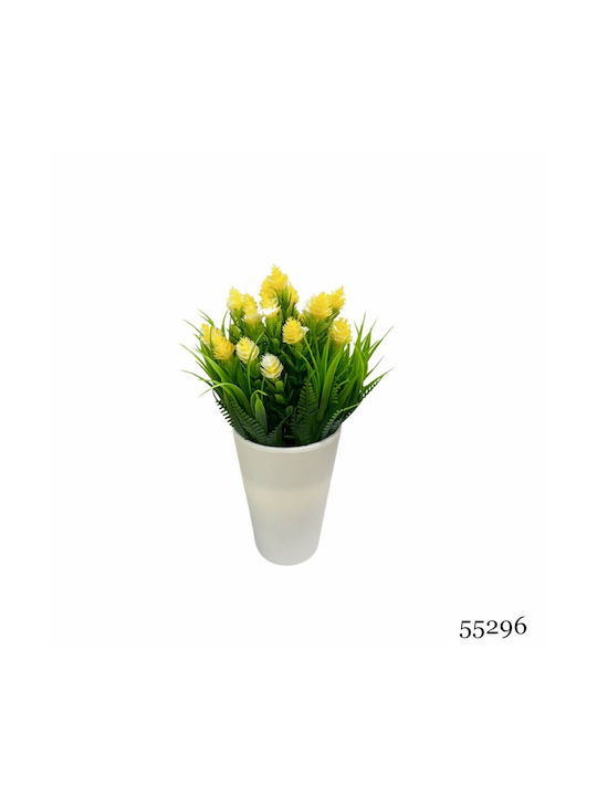 Artificial Plant Ibergarden Dimensions 10x10x20cm White Pot Yellow Flowers