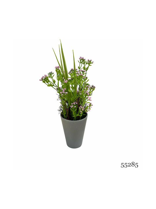 Artificial Plant Ibergarden Dimensions 12x12x30cm Grey Pot Pink Flowers