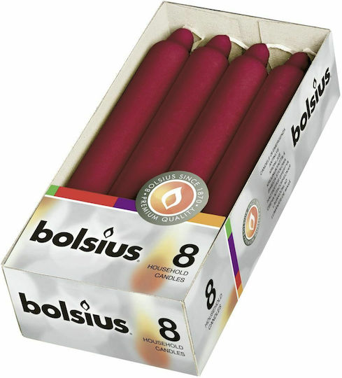Lumânare Conică Bolsius 180/21mm Set 8 Bucăți Burgundy Lumânare Conică Bolsius 180/21mm Set 8 Bucăți Burgundy