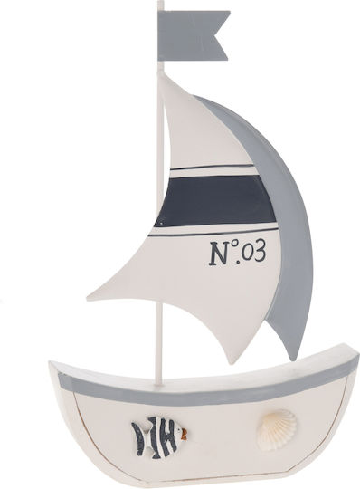Dekoratives Hölzernes Schiff Weiß 13x21cm