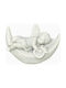 Engel Statuette Arpa Auf Dem Mond Alabaster Weiß 12cm
