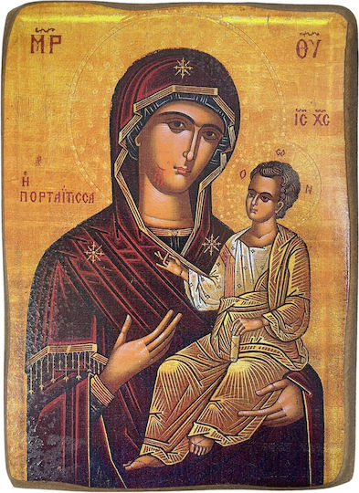 Ξύλινη Εικόνα Παναγίας Πορταΐτισσα Διάσταση 15x21cm