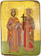 Wooden Saint Icon Sts. Constantine And Helen Dimension 15x21cm