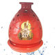 Vigil Oil Lamp Red Porcelain Height 16cm Image of Saint Nektarios