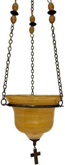Hanging Vigil Oil Lamp Fusing Opaline Yellow 11.50x56cm