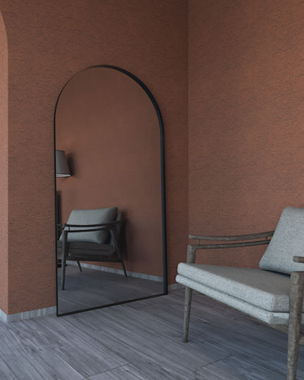 Arched Floor Mirror with Black Metal Frame 190x100cm