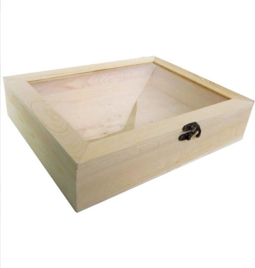 Ξύλινο Κουτί Διαφανές Καπάκι 320x260x75mm