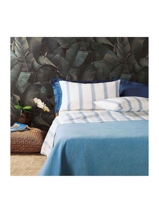 Σεντόνια Σετ 4τμχ Gili B1 Blue Zucchi King Size 250x280cm 100% Βαμβάκι