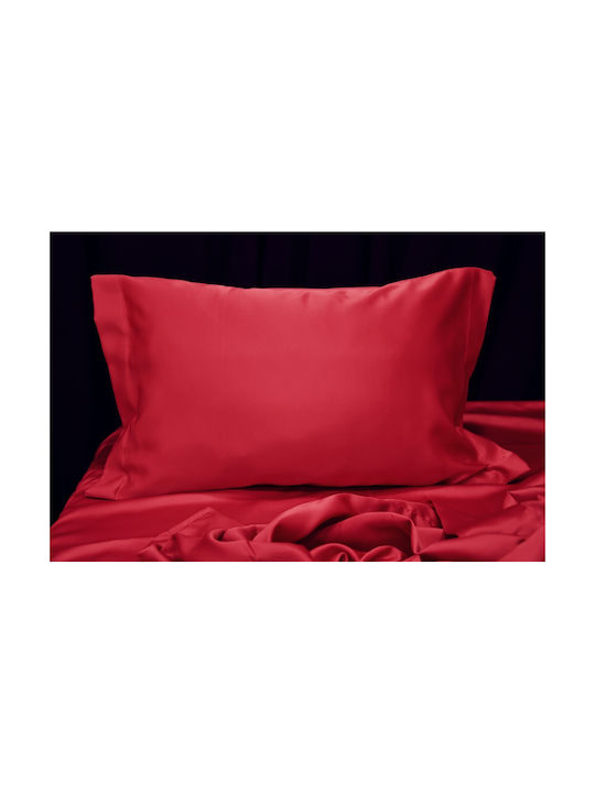 Decotelia Σατέν Μαξιλαροθήκη Oxford 50χ70+5 Κόκκινο Deluxe Raspberry