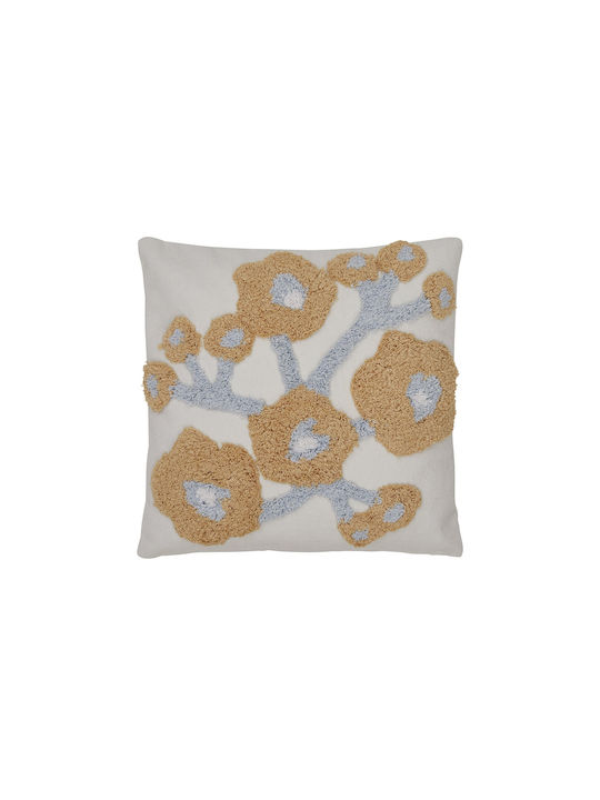 Eightmood Decorative Pillow Poppy Soft Yellow Blue White 100% Cotton H45x45cm